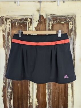 Adidas Climalite Tennis Skort Size M Black Coral Built In Shorts Athletic Skirt